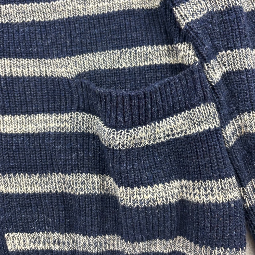 VTG Gap Shawl Cardigan Sweater Mens XL Navy Blue Stripe Preppy Chunky Schoolboy - Picture 6 of 16